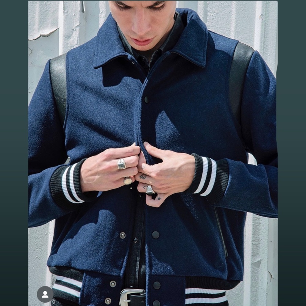 Jet, Navy Blue,  Rock & Roller, Varsity Jacket by Straight To Hell.